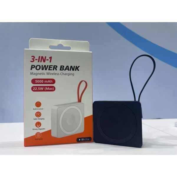 High-Capacity Three-in-One Mini Type-C 3A Fast-Charging Two-Way Portable Magnetic Charging Treasure Power Banks Station