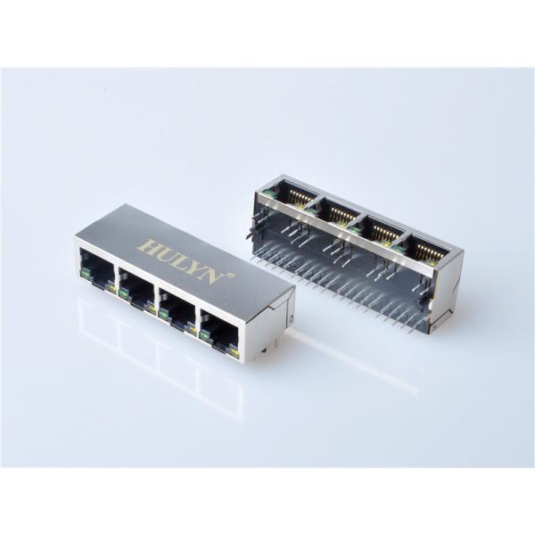 HULYN RJ45Jack, Shielded RJ45 Modular Jack Connector,with LEDs, 1x4Ports,RJ45 connector LED