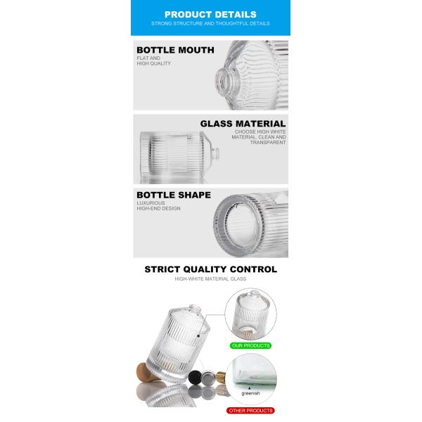 Luxury Custom 30ml 50ml Ribbed Round Perfume Bottle Spray Perfume Bottle