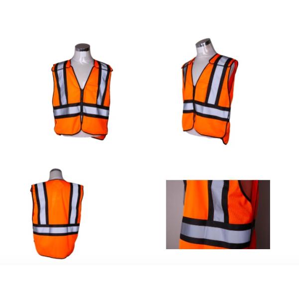 5 Points Mesh Orange Hi Vis Reflective Vest Fire Retardant For Men Workwear