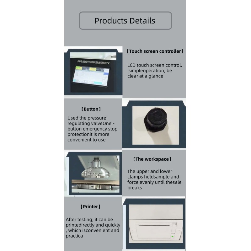Corrugated Paper Bursting Strength Tester Automatic Bursting Strength Testing Machine for Paperboard & Cartons