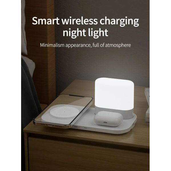 Wireless Charger For Mobile Phone Technology Quick Charging 10W Output Power Integrated Lamp