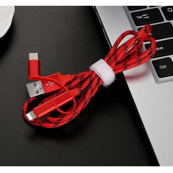 3 IN 1 SYNC AND CHARGE CABLE, LIGHTNING MICRO TYPE-C FOR ALL SMART PHONES CHARGING AND DATA TRANSFER