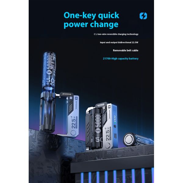 Travel-Friendly 22.5W Support AAA Battery Lithium 21700 Powerbank Removable Battery Portable Power Bank with Replaceable Battery