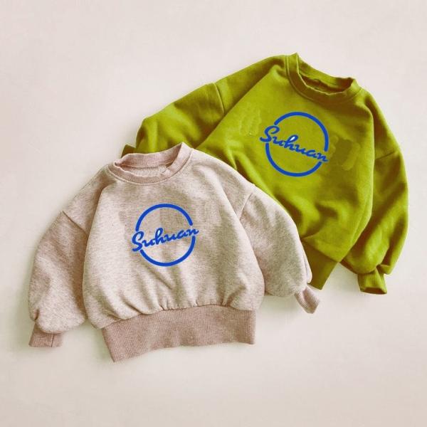 French Terry Fabric Warm Pullover Sweatshirt For Kids With 2 Colors