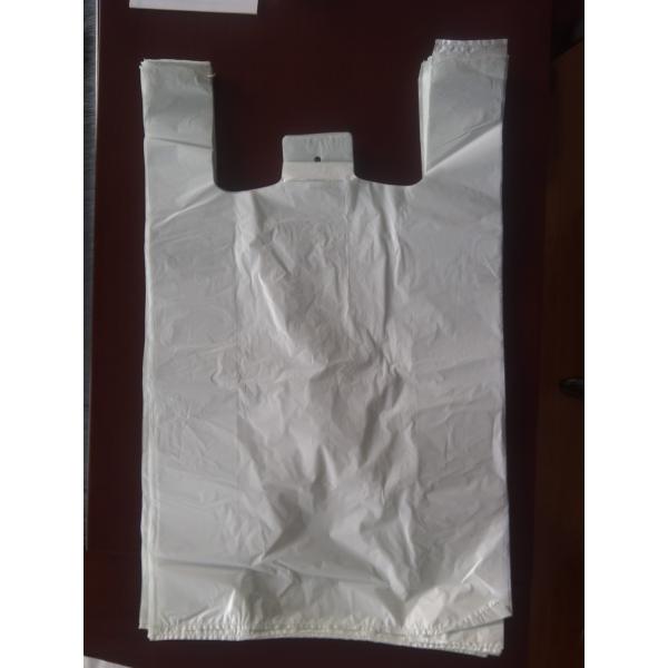 400+190*650mm 16mic White Plastic T-Shirt Shopping Bag - 500/Case , HDPE Material