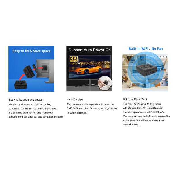 Intel Alder Lake N100 Fanless Mini PC Computer 16GB Ram 256GB SSD