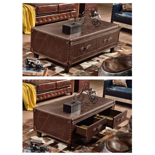 Nidea #8629 Higher Quality Vintage Retro Leather Trunk Cabinet Coffee Table Lounge Pub Club Studio Furniture Multifunction