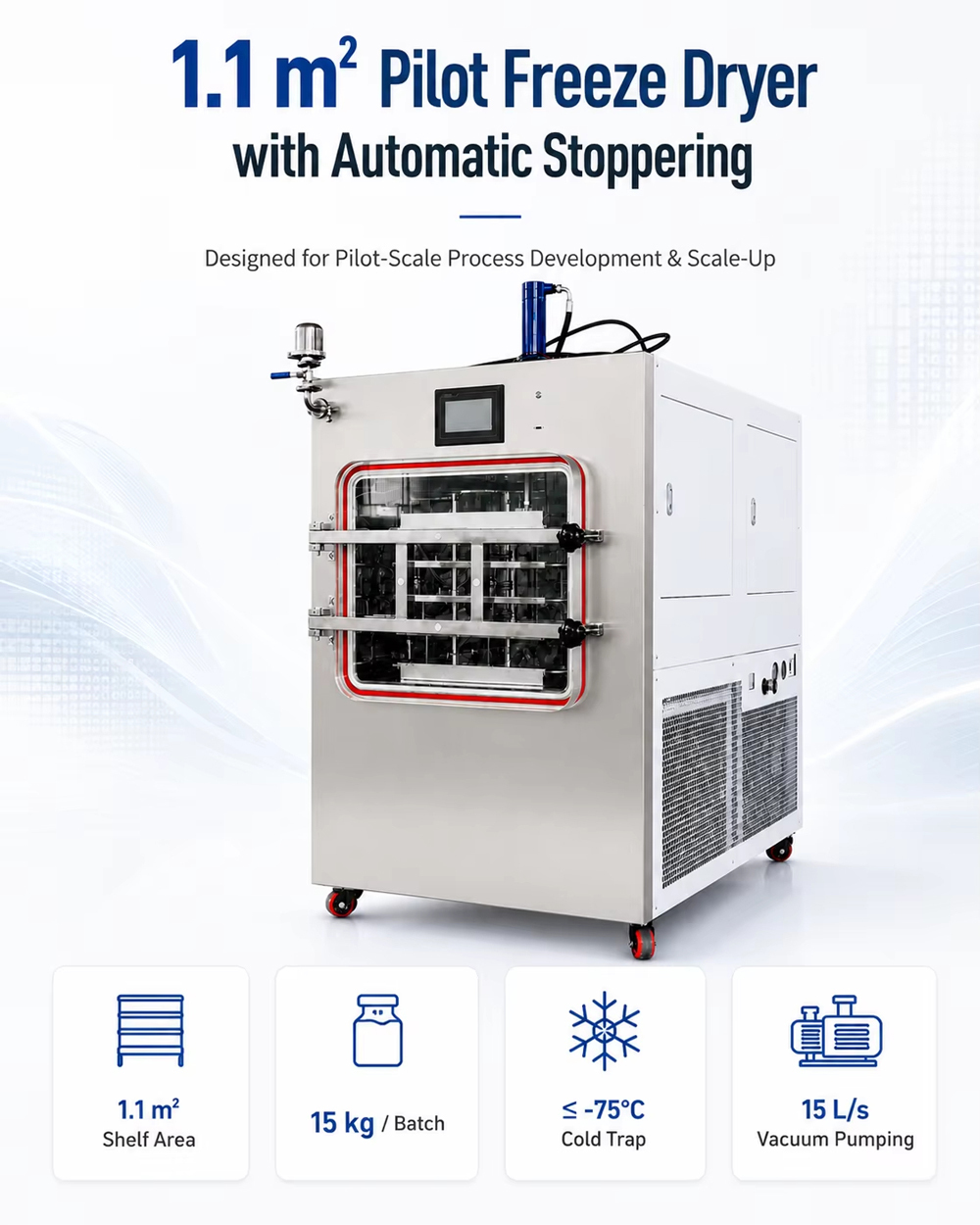Automatic Stoppering Freeze Dryer Pilot Lyophilizer with Precision Temperature Control