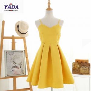 Buy cheap Korean style summer yellow spaghetti strap short umbrella ladies elegant dress cotton women dresses in cheap price product