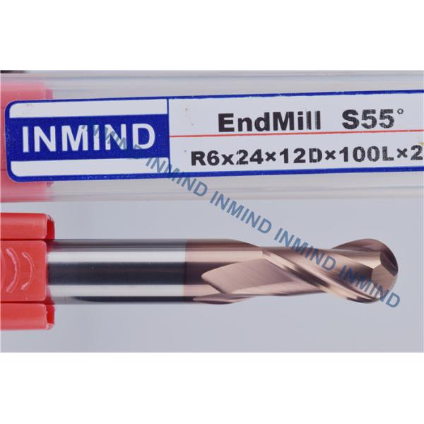 12 mm AOL 100 mm Ball End Milling Cutter , High Precision Milling Cutting Tools
