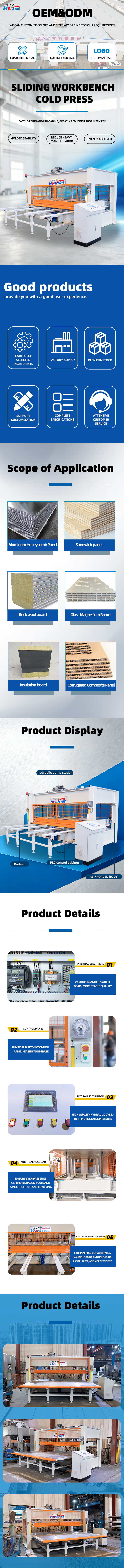 Sliding Table Hydraulic Cold Press Machine with 100 Tons Maximum Pressure and 3000X1500mm Press Plate Size for Panel Production