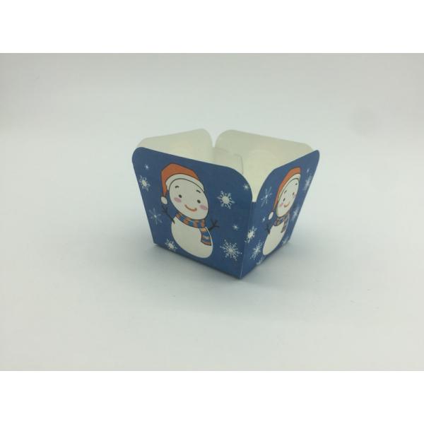 Navy Blue Square Cupcake Liners Souffle Pastry Muffin Paper Liners Winter Snowman Pattern