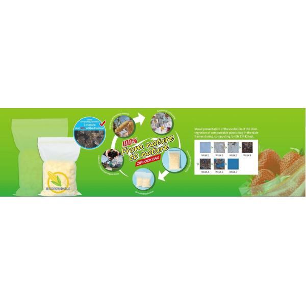 Compostable Biodegradable Ziplock Bags / Waterproof Resealable Zip Packaging Bag