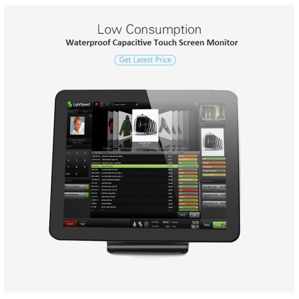 Pure Flat 15 Inch 12DC 5A PCAP POS Touch Screen Monitor For Billing 8 Languages