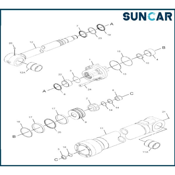 C.A.T CA3979296 397-9296 3979296 Boom Cylinder Seal Kit For Excavator[E320B, E325C, E330B L, E330C, E345B L]