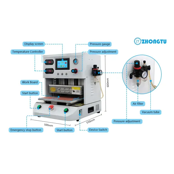 35KG Weight 40*40*50cm 500W Power OCA Vacuum Laminator LCD Screen Laminating Machine for Mobile Glass Change