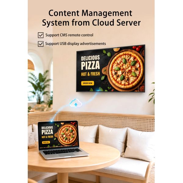 49" Smart Wall Mounted Digital Menu Board Wireless HD Video Advertising Player Restaurant Cafe Shop Display Kiosk