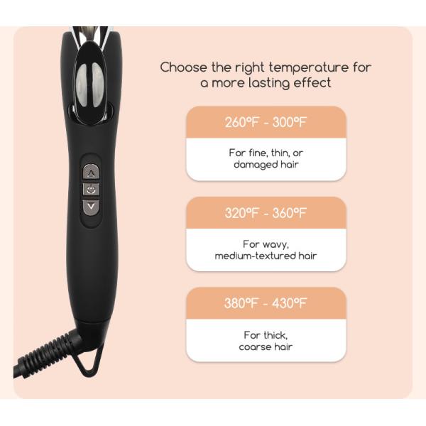 Fast Heating Electric Hair Curler Long Curling Tong Wand LCD Screen Champagne