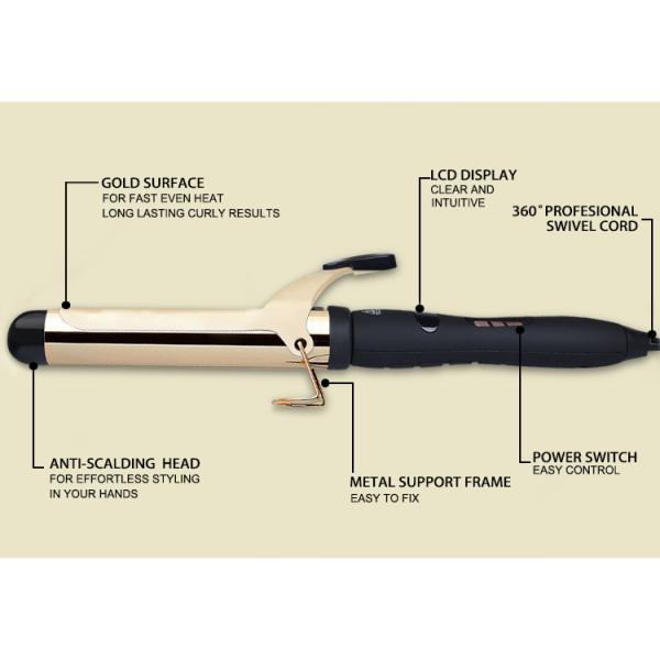 Professional LCD Hair Curling Wand 140F - 450F Temperature Control Titanium