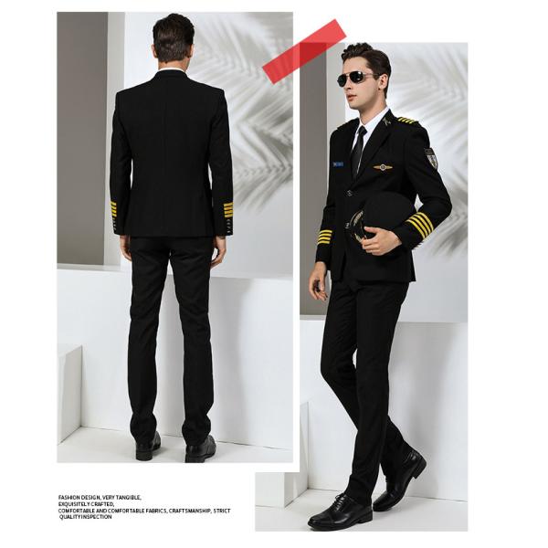 100% Cotton Custom Airline Pilot Uniform Captain Work Clothes Uniform Customer Logo