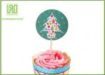 Holiday Chocolate Cake Decoration Toppers Christmas Cupcake Picks CMYK Colors