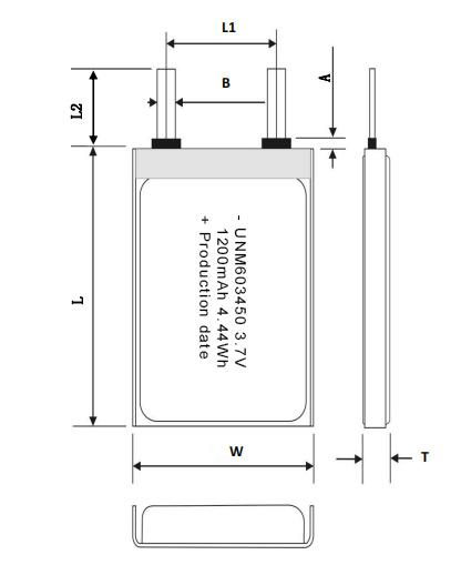 3.7V 1200mAh Rechargeable Lithium Polymer Battery 603450 with CE Certified for Electronics