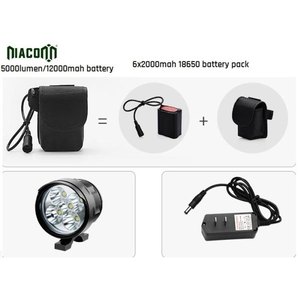 12000mah Rechargeable Cycle Led Light , 50W Bike Front Led Light
