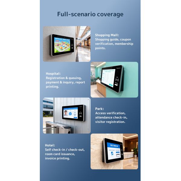 21.5" Android Wall-Mounted Self-Service Payment Kiosk WiFi Touch Screen Bill Terminal Printer Scanner OEM