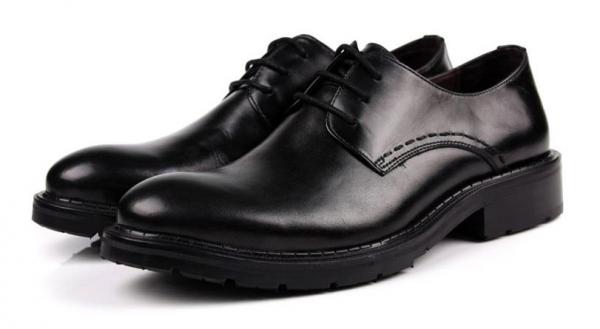 Quality Handmade Footwear Mens Black Lace Up Dress Shoes Comfortable With Thick Platforms for sale