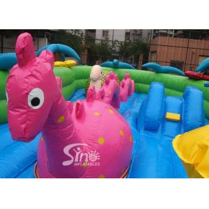 Buy cheap Toddlers Garden Inflatable Games With Horse And Turtle , Green / Blue / Pink product