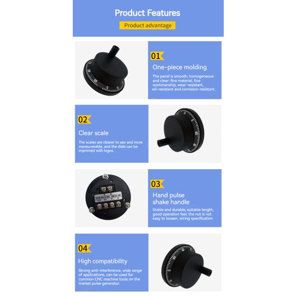 60mm Diameter Original Inner Micronics UFO-0025-2H Hand Pulse Generator Electronic Hand Wheel UFO-M2-01-2D-B