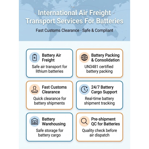 International Air Freight Transport Services For Batteries Fast Customs Clearance