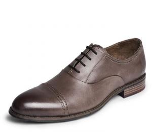 Buy cheap Round Toe Fashion Men Dress Shoes , Lace Up OEM Dark Brown Oxford Shoes product