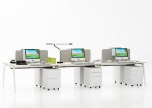 China Light Maple Employee 6 Person Workstation Desk , Modern Office Partition Desk on sale