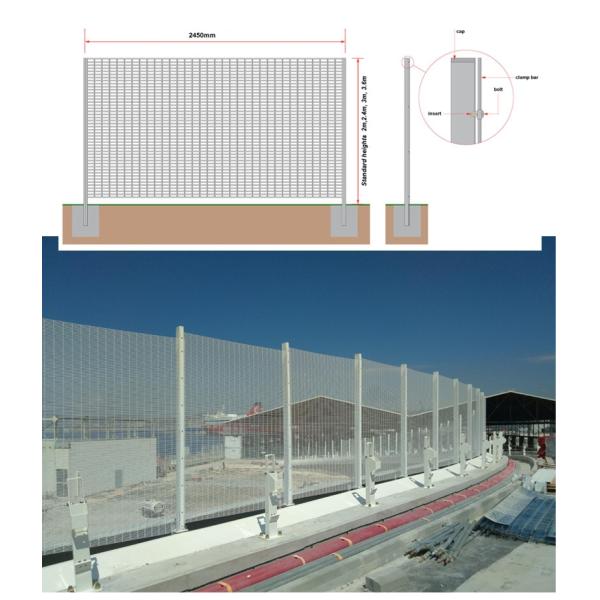 Sustainable 358 Anti Climb Fence , Galvanized Steel Wire Airport Security Fence
