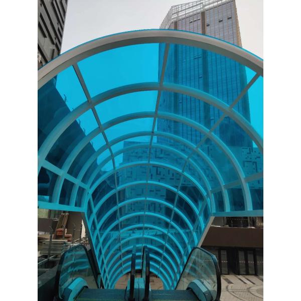 Blue Polycarbonate Solid Sheet Smooth Surface 100% Virgin Polycarbonate Resin Customizable Thickness UV Protection Included
