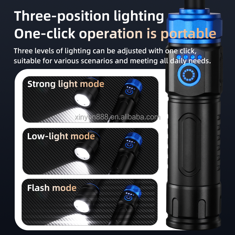 2026 Cross-border Magnetic Working Lamp, Multi-angle Bend, Car Inspection Lamp, USB Charging, White Laser Zoom Flashlight