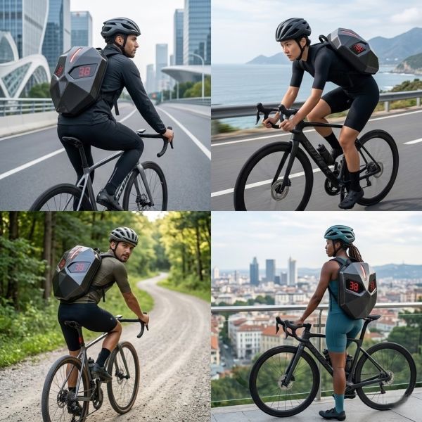 Cyberpunk Hardshell Smart LED Backpack with Dual Programmable Screens, App Control, Perfect for Commuting and Tech Enthusiasts - SKY RIDER