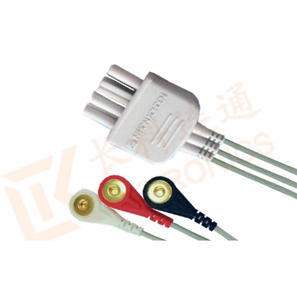 White 3 Leads Nihon Kohden Ecg Cable ECG Lead Wires Cable 0.8M
