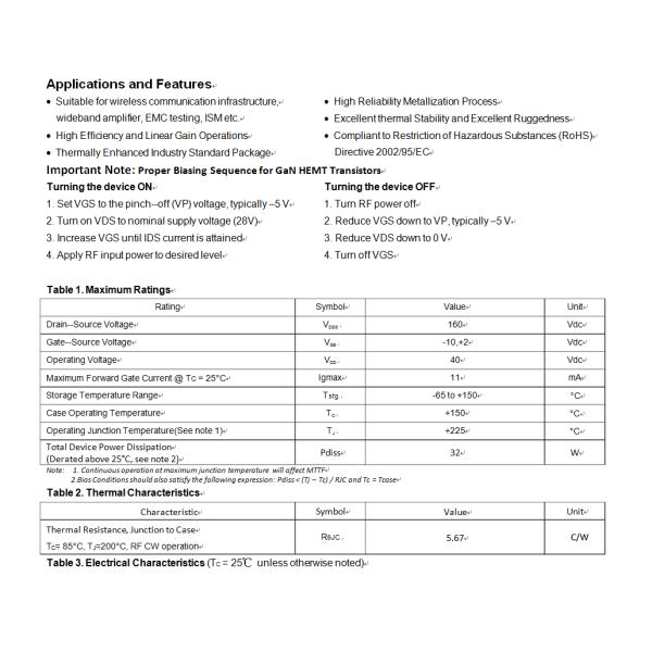 ISO Approval High Frequency Power Transistor Wide Band 700 To 6000MHz 15 Watt