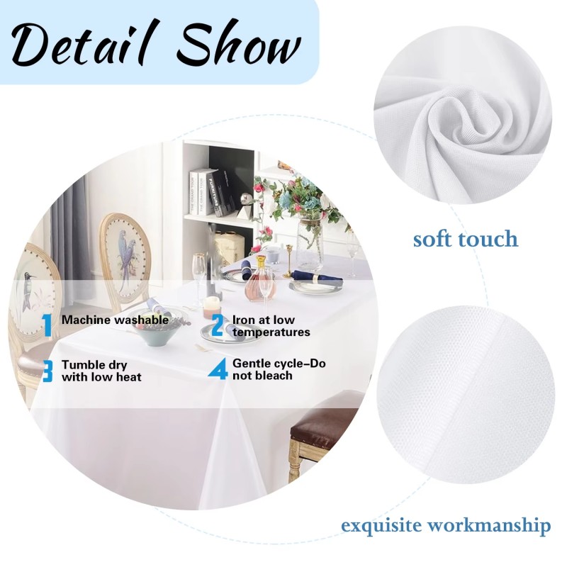 Custom Polyester Table Cloth Blanks Sublimation White Polyester Tablecloth For Wedding Birthday Themed Party Decoration