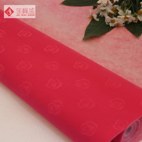 Red Embossed Velvet Fabric , Polyester Nonwoven Flocking Fabric