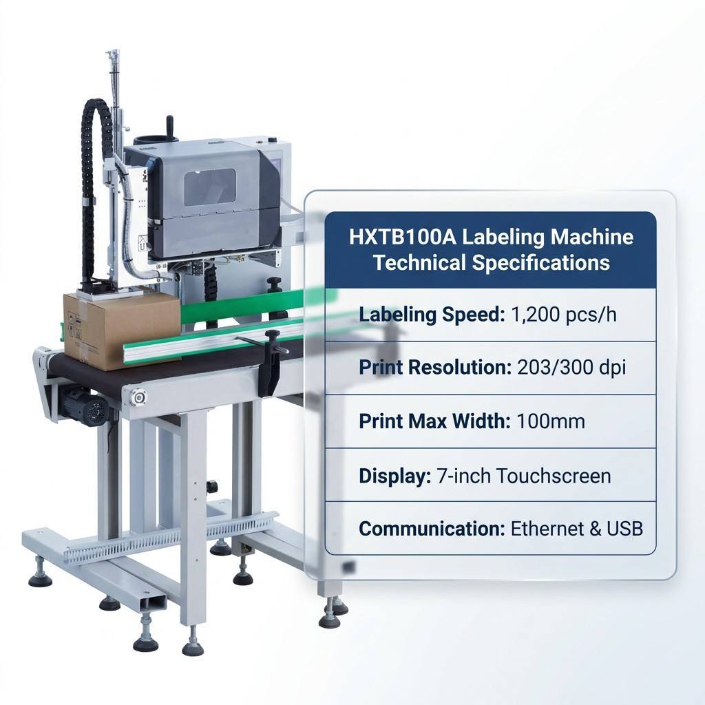 HXTB100A Automatic Print And Apply Labeling Machine With 1200 PCS Per Hour Speed
