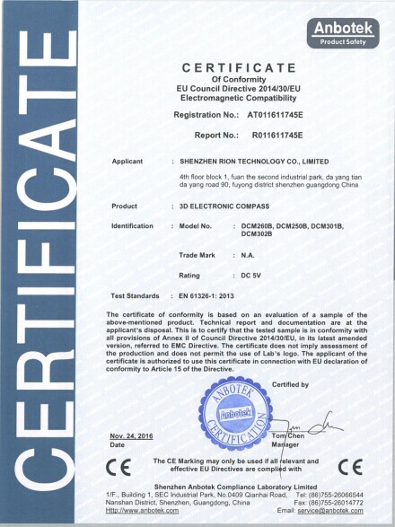 40mA Yaw Calibration Digital Compass Inclinometer RION Magnetic Linear Sensor