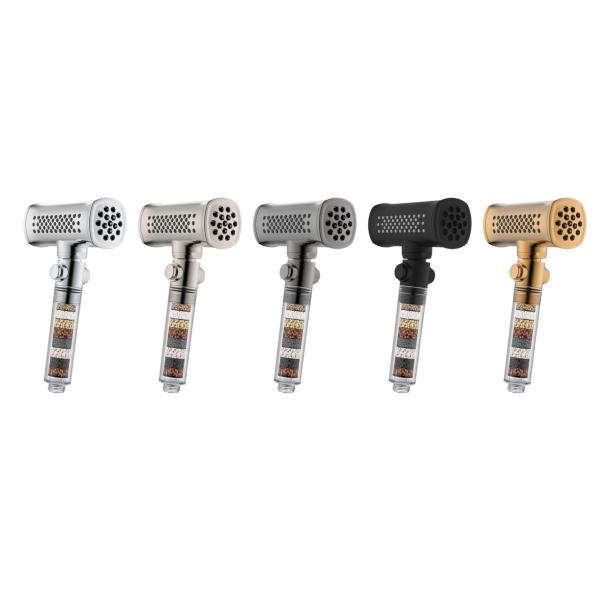 Black Dual Hand Held Shower Head Functionality And Versatile Water Flow Modes