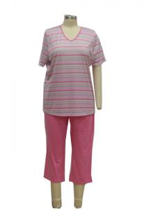 Buy cheap Fashion Ladies Pajama Sets Yarn Dyed Pink Striped Pyjamas Breathable product