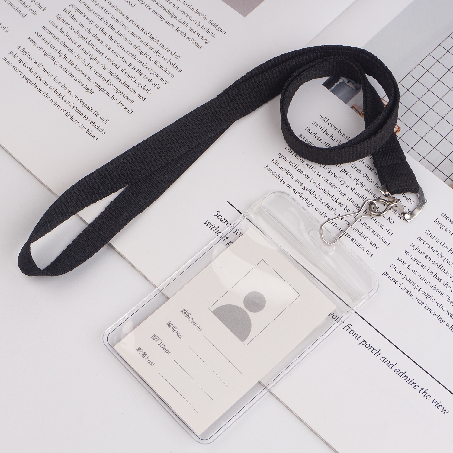 Waterproof Crystal Clear Fold Resistant PVC ID Card Holder with Neck Lanyard