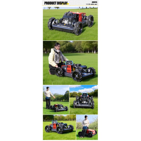 Industrial 4-Stroke Remote-Controlled Lawn Mower, Home & Agricultural Gasoline Weeder, Suitable for Land Reclamation Lawn Mower