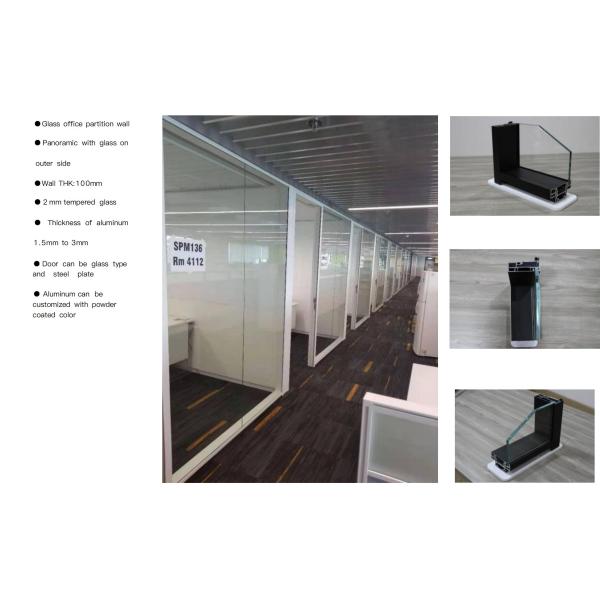 Demountable Glass Partition Wall with Sound Insulation 30-42dB and Aluminum Alloy Frame for Custom Office Design